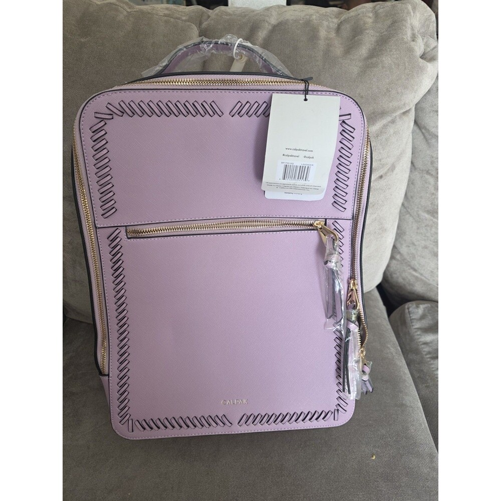CALPAK Kaya 15" Laptop Backpack Lavender Vegan Leather Travel Work Bag NEW - Picture 6 of 11